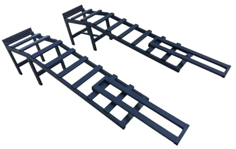 MajdTech 2X Auffahrrampen 4000 kg mit Verlängerungen | Schwerlast | Stahl Low‑Profile Anti‑Rutsch Rampen für Auto, SUV, 4x4, Transporter | 330 mm Höhe | Ideal für Ölwechsel & Werkstatt