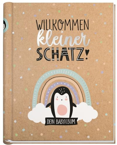 Häfft Babyalbum für Schwangerschaft & das erste Jahr Happy Pingu | Willkommen kleiner Schatz - Baby-Tagebuch & Erinnerungsalbum zur Geburt