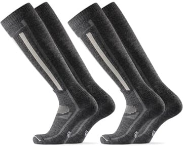 DANISH ENDURANCE Merino Skisocken (1|2 Paar), Thermosocken, Kniestrümpfe, Unisex für Damen, Herren, Kinder, Grau, 39-42