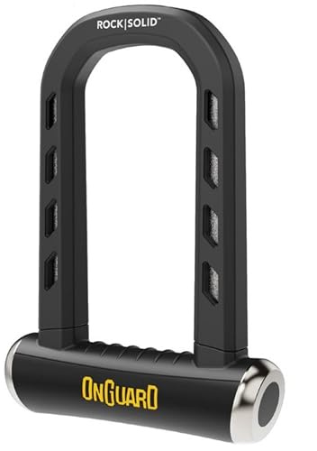 OnGuard RockSolid U-Lock – Winkelschleifer resistent (8,9 cm x 17,5 cm) für Fahrrad, Motorrad, Powersport – 14 mm Bügel, X4P Verriegelungsmechanismus, leicht, 5 Schlüssel enthalten, Diebstahlschutz