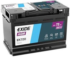 EXIDE EK720 STOP & START AGM Starterbatterie 72Ah 12V 760A AGM DIN/ISO L3