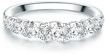 Trilani Damen-Ring Verlobungsring Sterling Silber mit Zirkonia weiß in Brilliant-Schliff - Memoire-Ring mit Stein Trauring für Hochzeit