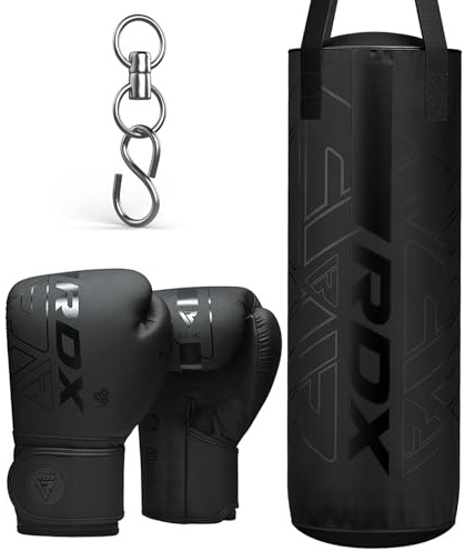 RDX Gefüllt Boxsack Kinder,60 cm Hängend Box Set Für Boxen Kickboxen MMA Muay Thai Karate, Punchingsäcke für Jungen Mädchen, Maya Hide Leder Kids Punching Bag