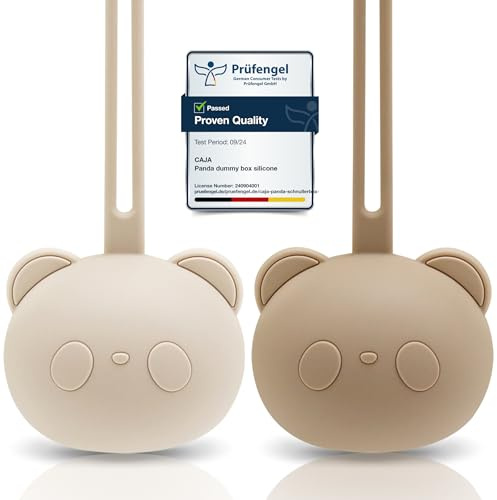 CAJA Schnullerbox 2er Set Schnulleraufbewahrung aus Silikon | BPA-frei | Hygienische Aufbewahrung für Schnuller | Ideal für Kinderwagen & Wickeltasche | Geschenk zur Geburt