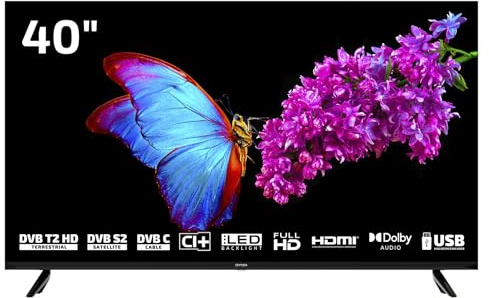 DYON Enter 40 Pro X2 40 Zoll Full HD Standard Fernseher | Triple Tuner (DVB-C/S2/T2), Hotelmodus, USB-Media Player, CI+ Schnittstelle, 2x HDMI, 1x USB