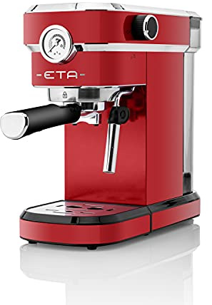 ETA Siebträger Storio I Rot I Espressomaschine I Milchschaumdüse I 20 Bar I 750ml Wassertank I 1350 Watt