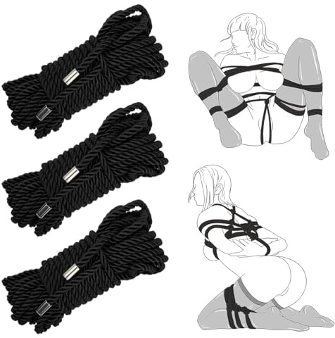 Sex Bondageseil BDSM Japanische Shibari Weiches Baumwollseil Fesselseil Sexspielzeug für Paare Fesselspiele Extrem Sex SM Fetisch Tie Up Restraint Kit Kinky Rope Bondagekunst Cosplay 3 X 10M (Schwarz)