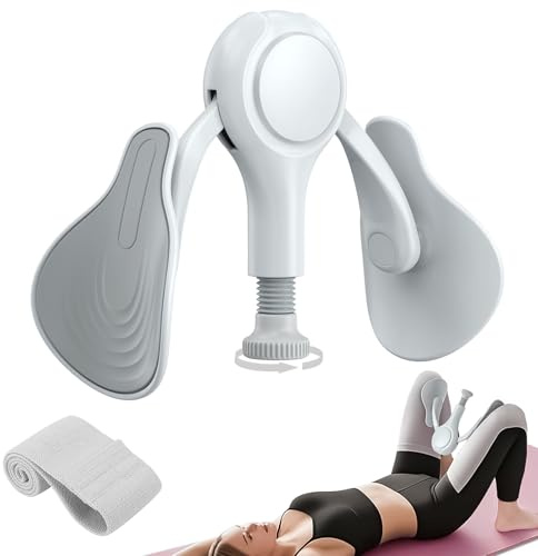 Beckenbodenübungsgerät Kegel Exerciser Muskeltrainer 6.8-31.8 kg Verstellbar für Damen/Herren, Innerer Oberschenkeltrainer Hüfte Abduktor Maschine mit Widerstandsband, Beintraining (Grau)