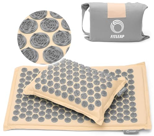 Fitleap Akupressurmatte mit Kissen + Tasche, Massage Matte zur wohltuenden Entspannung und Stimulation, Akupunktur Matte zur Schmerzlinderung