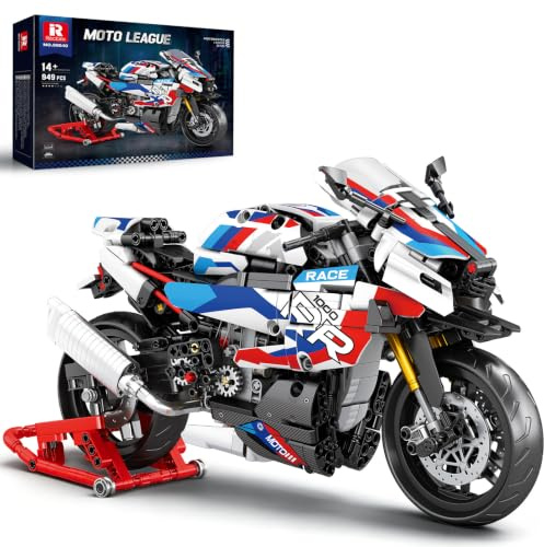 Reobrix Motorrad Spielzeug, 1000 RR Motorrad-Modell, Modellbausatz für Erwachsene 99040, Set als Geschenk zum Basteln für Männer und Frauen, als Home oder Büro Deko