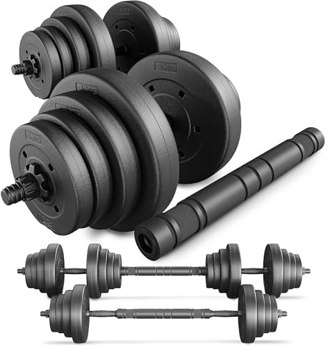 TREX SPORT Hanteln Set | 2er Set Kurzhanteln & Langhantel | 20 kg 40 kg Hantelset Dumbbell Set mit Verbindungsrohr - 40 kg (2x20 kg)
