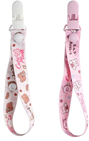 CutiePlusU Adult Schnuller Clip Erwachsene Größe Schnuller Anyard Halter Clips 2 Pack-Erdbeerkuchen