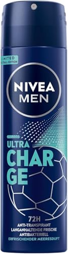 NIVEA MEN Deo Spray, Anti-Transpirant mit belebendem Meeresduft, zuverlässiges Deodorant mit 72h Schutz und 0% Ethylalkohol, Ultra Charge Limited Football Edition (150 ml)