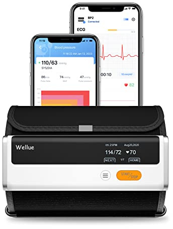 Wellue Armfit Plus Blutdruckmessgerät mit EKG-Funktion, Bluetooth Oberarm-Blutdruckmessgerät für Heimgebrauch Große Blutdruckmanschette, Kostenlose App für iOS & Android