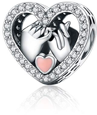 Geschenke für Frauen Anhänger Charm aus 925er Sterlingsilber, Herzform mit Händen, Liebes-Anhänger, kompatibel mit Pandora-Armband, Schmuckgeschenk