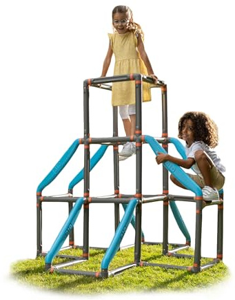 Big Kraxxl The Tower Kletterturm - Klettergerüst Outdoor für Kinder von 3-7 Jahre (max. 100 kg) - Spielturm zum Klettern auf 3 Etagen, 184 Teile mit innovativem klick-System, 140 x 140 x 140 cm