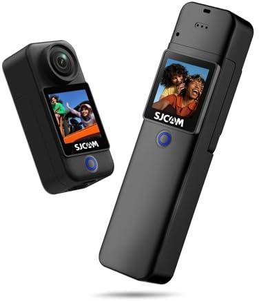 SJCAM C300 Pocket Vlog Kamera Action Cam 4K,7-Stunden Akkulaufzeit, 6-Achsen-Stabilisierung,Dual-Touchscreen-Körperkamera, 30 Meter wasserdicht, für Vlogging Camera YouTube-Live-Streaming