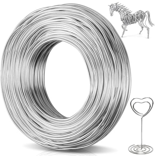 Caianwin Basteldraht 2mm x 20m Biegsamer draht zum basteln, Aluminium Schmuckdraht, Dicker aludraht für Skulptur, Modellierung, Skelett, Blumenherstellung, Puppen DIY, Schmuckherstellung