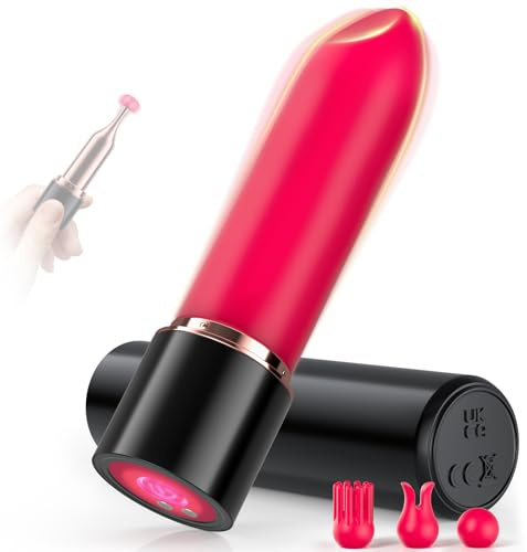 Mini Vibrator Klitoris Dildo Vibratorensets für frauen Mit Vier Silikonköpfe-Sex Toys Lipstick Vibration für Frauen Sex Spielzeug für die Frau mit 10 VibrationModi, Leise Vibratoren Sexspielzeug