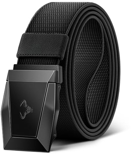 BULLIANT Taktischer Gürtel, Gürtel Herren Arbeitsgürtel Militär Wandern 3,8cm,Schnellverschluss Metallschnalle(Schwarz,115cm/34-38" taille verstellbar)