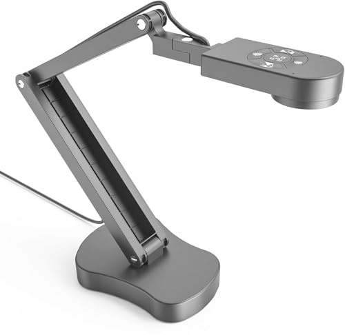 USB Dokumentenkamera, 8MP Dokumentenkamera Schule für Lehrer mit Mikrofon, LED-Licht mit 3 Stufen, Umkehrung von Bild Oben und Unten, Links und Rechts für Lernen, Videoaufnahme