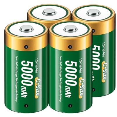 Palogreen 5000mAh Baby C Akku - 4er Pack 1.2V C Zellen Aufladbare C Batterie Hohe Kapazität Lr14 C Wiederaufladbar Batterien mit Aufbewahrungsbox