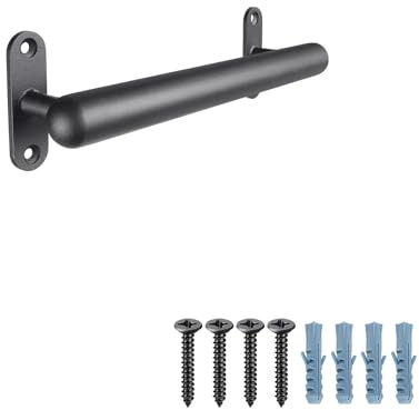 Dolibest Handlauf Metall, 41cm Treppenhandlauf Schwarz Wandhandlaufe Geländer Treppengeländer Haltegriff Innen Außen 3.3cm Runde Rutschfest Wandmontage Sicherheitsgriff für Jüngere/Kinder/Behinderte