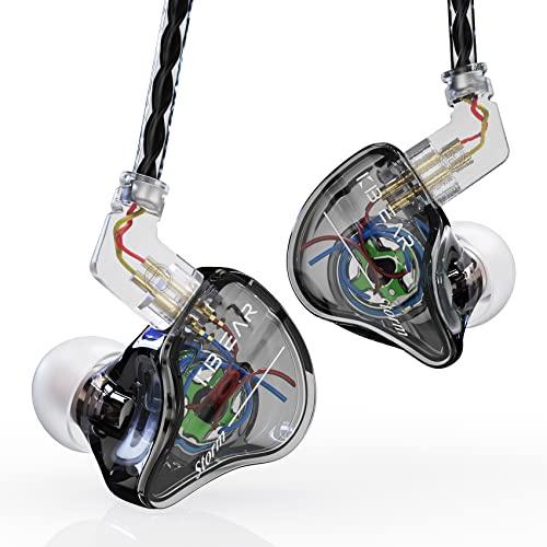 Yinyoo KBEAR Storm-Kopfhörer mit 1DD, Kbear kabelgebundene In-Ear-Ohrhörer, HiFi, tiefer Bass, klarer Klang, Over-Ear-Headset mit abnehmbarem Kabel (Schwarz, kein Mikrofon)