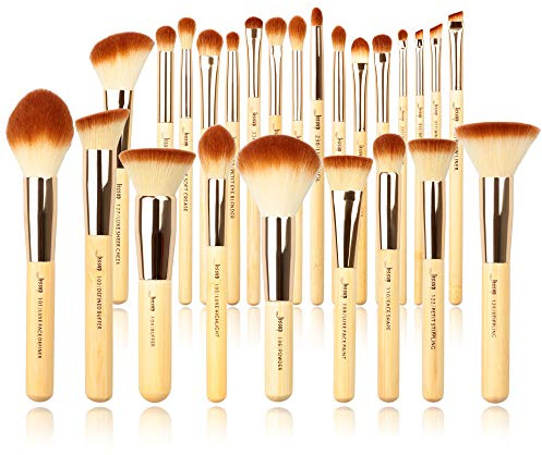 Jessup Professionelles Make-up Pinsel Set 25tlg Foundation Lidschatten T135 | Bambus Make-up Pinselset mit Beschriftung, weiche reine Synthetikfasern, gleichmäßiges Verblenden, Geschenkidee