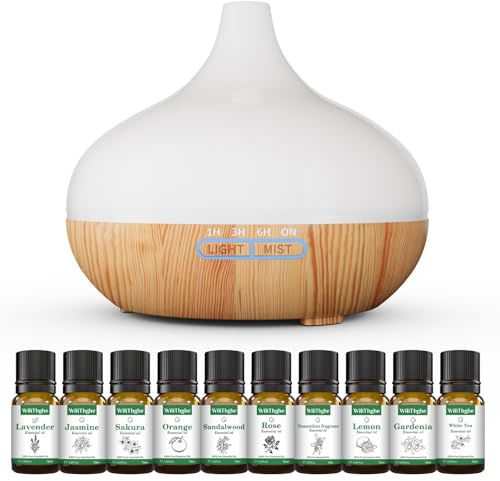 Aroma Diffuser Set für ätherische Öle 500ml Fernbedienung 14 LED Farben 4 Timer Einstellungen Raumduft Ideal für Entspannung, Wellness & Aromatherapie