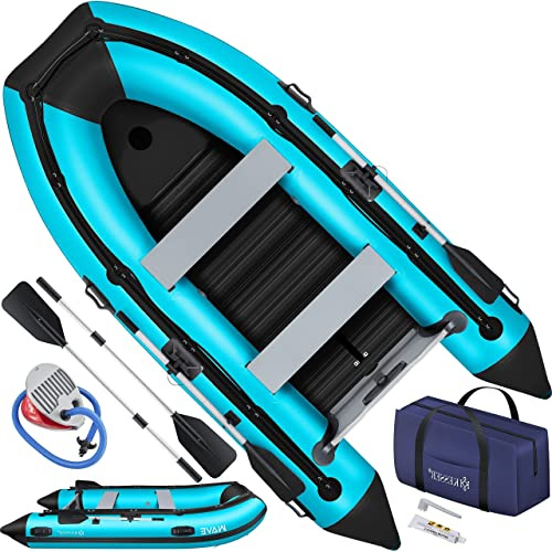 KESSER® Schlauchboot Wave 230-320 cm Set 6-teilig aufblasbar – Boot + Bank, Luftpumpe, Paddel, Reparaturset, Tasche, Angelboot, Paddelboot klein und groß - Motorkombi möglich, Salzwasser geeignet
