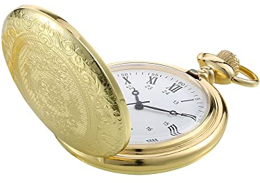 Pangda Vintage Pocket Watch Steel Men Watch with Chain for Fathers Day Xmas Present Daily Use