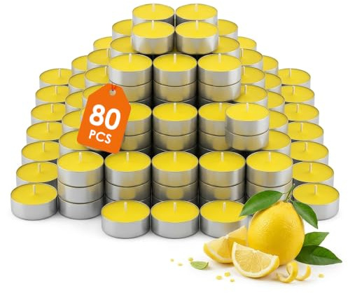 Citronella Duft Teelicht - 80er Pack - Zitronen Duftkerze gegen Mücken
