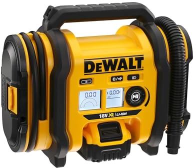 DEWALT 18 Volt Akku- und Netz-Kompressor (für 18V Akkus, Zigarettenanzünder oder 230V-Netz, zum Aufpumpen oder Absaugen von Luft, max. Luftdruck 11 Bar, ohne Akku und Ladegerät), DCC018N-XJ