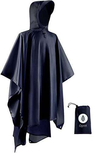 Opret Regenponcho Damen Herren, 3-in-1 Leicht Atmungsaktiv Regencape | Regenmantel, Multifunktional, Wasserdicht, Regen Poncho Regenschutz für Wandern und Camping