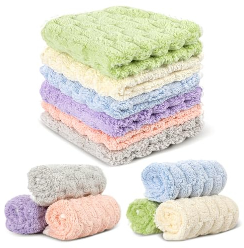 PHOGARY Mikrofaser Waschlappen Gesicht für Schonende Gesichtsreinigung, 6 Stück Waschbar Abschminktücher, Extra Dick Microfaser Putztuch, Mini Handtücher Gesichtshandtücher (30x30cm, Karomuster)