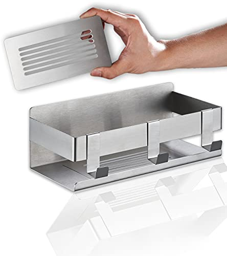 DEKAZIA® Duschablage Edelstahl ohne Bohren, Duschregal Duschkorb Badregal | Shampoo Halterung, Duschgelhalter, Badewannenablage, Badablage, für Dusche & Bad, rostfrei, herausnehmbarer Boden