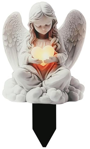 Grabschmuck Wetterfest,Engel für Grab Wetterfest,Grabdeko,Friedhof Deko,Betende Grabengel,2D-Hofschild,Flache Acryldekoration,für Friedhof Dekoration und Blumentöpfe Dekoration als Taufe Geschenk