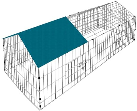 CADOCA® Freilaufgehege 180x75x75cm Sonnenschutz Auslauf Garten Kaninchenstall Hasenstall Kleintierauslauf Dachstoff Grün