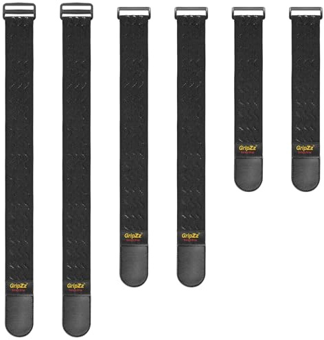 GripZz Elastische Gurtbänder Gurte mit Klettverschluss, Kabel-Klettband | (61/46/30 x 5 cm) Klettband mit Schnalle, Spanngurt für Fahrräder, Verlängerungskabel und Schläuche, für Werkstatt und Garage