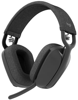 Logitech Zone Vibe 100 Leichte, kabellose Over-Ear-Kopfhörer mit geräuschunterdrückendem Mikrofon, Multipoint Bluetooth-Headset, Funktioniert mit Teams, Google Meet, Zoom, Mac/PC - Graphit