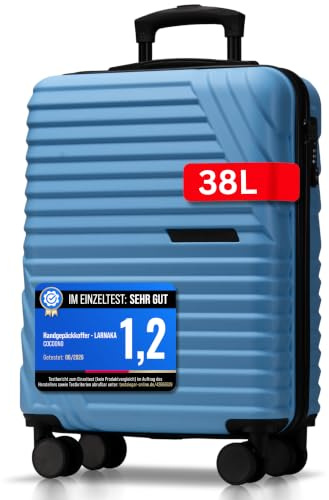 Cocoono Premium Handgepäck Koffer 55x40x20cm - passend für Ryanair, Lufthansa, Eurowings und co. I 38L Handgepäck Koffer mit sanften Rollen und praktischem TSA Schloss, Reisekoffer (blau, M)