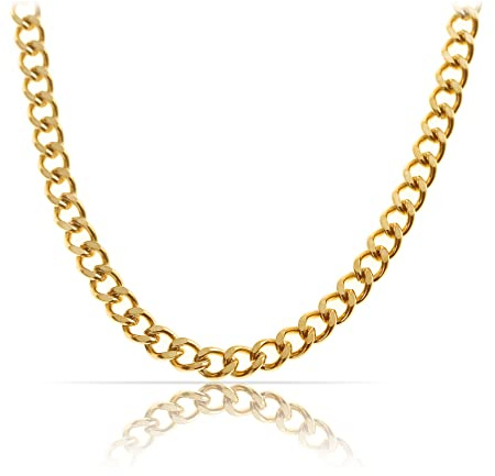 Made by Nami Hochwertige Goldkette aus Edelstahl • Robuste Goldene Halskette • Massive Königskette 60 cm | 4 mm • Cuban Link Chain Glieder-Kette Panzerkette • Handgemachter Herren-Schmuck