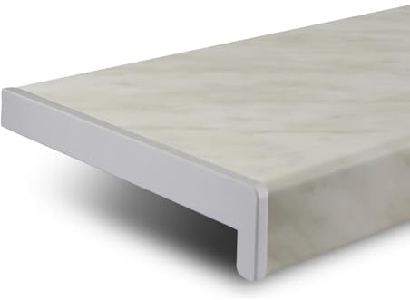 TJ Fensterbank Innen Kunststoff Marmoroptik / 25 x 110 cm Fensterbank inkl. Seitenabschluss/PVC Fensterbank nach Maß/Fensterbank Innen kratzfest und feuchtigkeitsundurchlässig