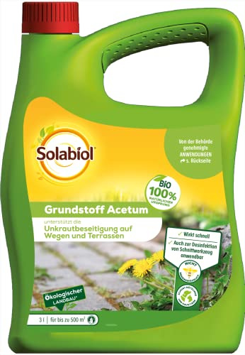 Solabiol Grundstoff Acetum, unterstützt die Beseitigung von Unkraut auf Wegen, Plätzen und Terrassen, 3 Liter Kanister