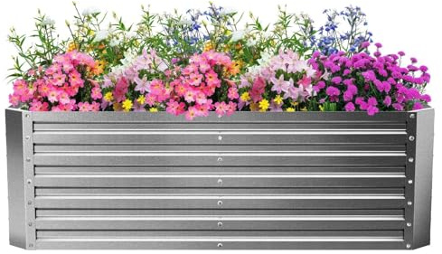 Gabiona | Hochbeet Metall verzinkt 184x90x60 cm – Großes Hochbeet für Garten, Gemüse, Kräuter & Blumen – Wetterfest, rostfrei, stabil – 990 L Volumen – Pflanzkasten rechteckig