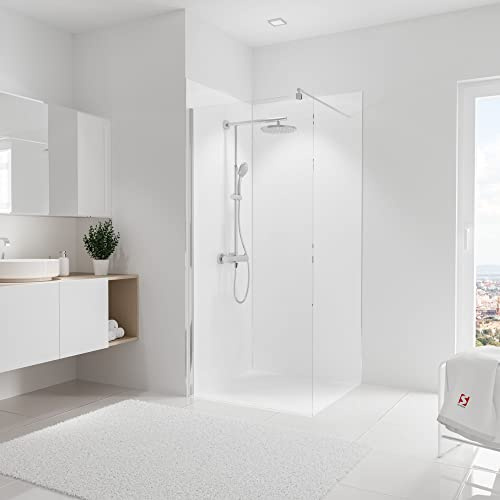 Schulte Duschrückwand DecoDesign Set 2x90x210 cm, Weiß, Ecke | Set mit 2 Duschrückwänden, 2 Endprofilen und 1 Eckverbinder als fugenlose Wandverkleidung für die Dusche.