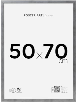 POSTER ART Bilderrahmen 50x70 cm Hängende aus MDF und Acrylglas Silber | Für Poster und Puzzles, Vertikal oder horizontal, Einfache Montage, Robustes Acrylglas, Europäische Produktion