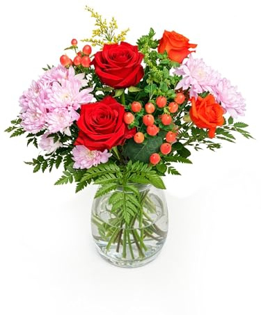 Blumenstrauß Beste Wünsche in Bunt, mit Rosen, Chrysanthemen, Solidago, Buplerum
