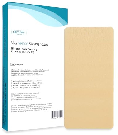 MedVance TM Silikon – Saugfähiger Verband aus Silikonschaum, 10 x 20 cm, Schachtel mit 5 Verbänden